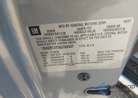 2008 GMC Acadia Sle-1 z USA, uszkodzony, nr VIN 1GKER13758J182007